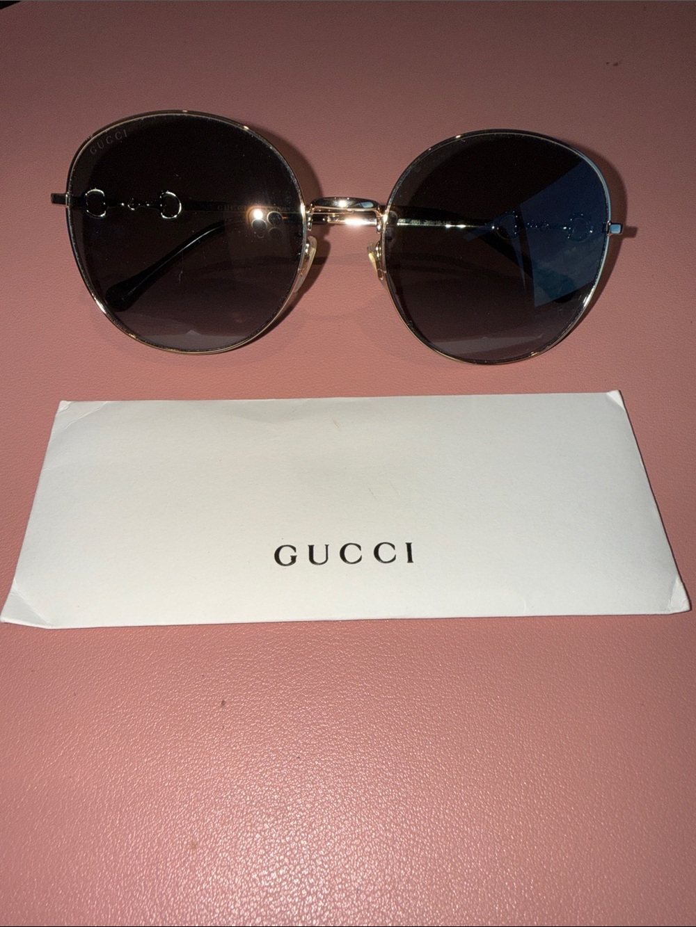 Gucci Round Sunglasses - Gold Frame with Grey Gradient Lenses